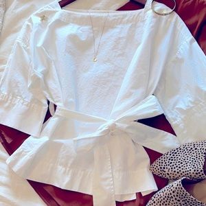 Everlane cotton poplin belted top